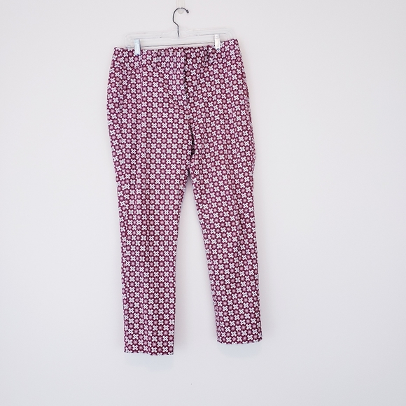 LOFT Pink Print Julie Skinny Pants Size 10 Floral - Picture 9 of 13
